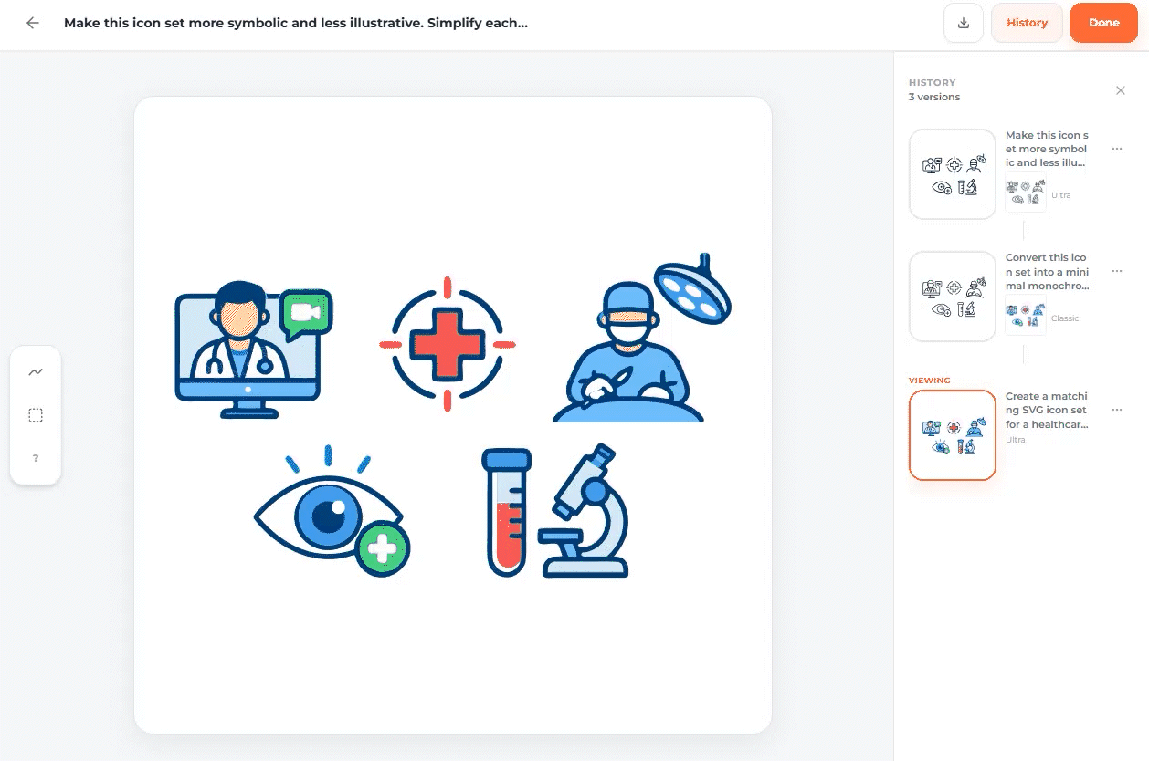 Healthcare icon set across three stages